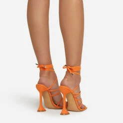 Solid Color Feminine Strappy Pyramid Heeled Sandals -Clothing Outlet Store H22031674 OR 3