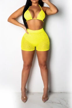Solid Color Mesh Sequined Glittery Bikini & Shorts 24 Solid Color Mesh Sequined Glittery Bikini & Shorts -Clothing Outlet Store H22032813 YE 1 ca9f43cd 8757 4978 91fc ad2b6523522c
