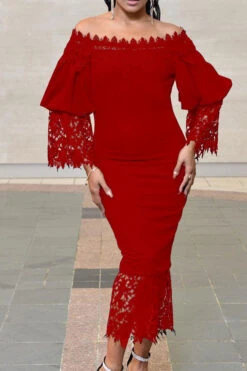 Lace Patchwork Off Shoulder Glamorous Midi Dress 8 Lace Patchwork Off Shoulder Glamorous Midi Dress -Clothing Outlet Store H22042642 RE 1 a7dd01fd a9cb 4207 a47e 5917235b717e