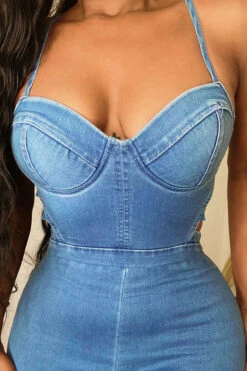 Blue Classic Cutout Denim Jumpsuit -Clothing Outlet Store H22042654 BL 3 e41e6744 9a3d 4341 adfc 20a4b0dedc49
