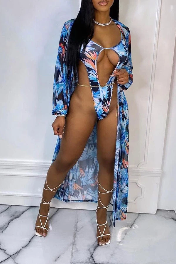 Floral Print Beachy Cutout Three Pieces 3 Floral Print Beachy Cutout Three Pieces - Image 3