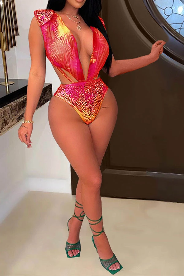 Leaf Print Romantic Cutout One Piece & Cover Up 9 Leaf Print Romantic Cutout One Piece & Cover Up - Image 9