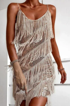 Sequined Unusual Tiered Tassel Mini Dress 10 Sequined Unusual Tiered Tassel Mini Dress -Clothing Outlet Store H22060513 AP 2 cd4610e7 29ec 4918 8008 8192396c3abc