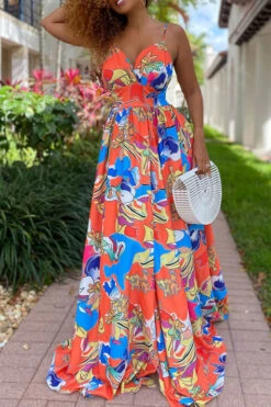 Graffiti Print Pretty Swing Maxi Dress