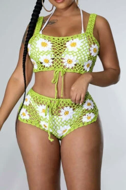 Flower Pattern Pretty Crochet Cutout Drawstring Pant Suit Beachwear -Clothing Outlet Store H22061461 GR 1 e30b29da db7d 4ece 968b fe48be109ff7