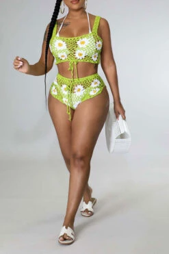 Flower Pattern Pretty Crochet Cutout Drawstring Pant Suit Beachwear -Clothing Outlet Store H22061461 GR 2 e2552ee6 5ce8 48cc a55a 3487889f2114