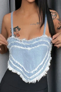 Heart Pattern Sweet Tassel Crop Denim Vest -Clothing Outlet Store H22061468 BL 2 71c5581e 2a5f 4181 a1df ede6ed67c3f1