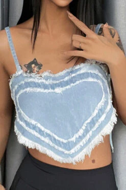 Heart Pattern Sweet Tassel Crop Denim Vest -Clothing Outlet Store H22061468 BL 3 6eb7ceff 12ab 430e b3b0 3a6626d06c63
