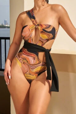 Abstract Print Cutout Beachy Lace-Up One Piece Swimwear -Clothing Outlet Store H22062062 CO 1 a85a3d11 e76a 45fd b198 a5277ccd4378