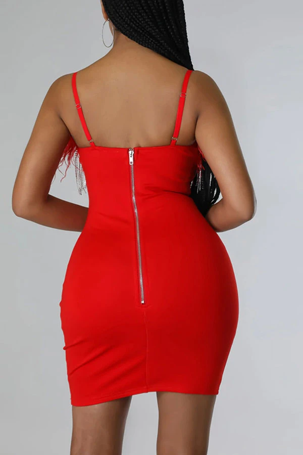 Feather Patchwork Tassel Decor Chic Mini Dress 2 Feather Patchwork Tassel Decor Chic Mini Dress - Image 2