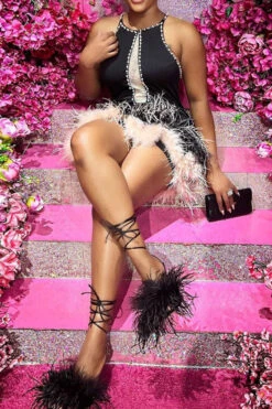 Beaded Decor Mesh Patchwork Dramatic Feather Hem Mini Dress 9 Beaded Decor Mesh Patchwork Dramatic Feather Hem Mini Dress -Clothing Outlet Store H22071408 BK 3 f6a9bae9 8c1e 4aa7 bb77 09d89d730e7d