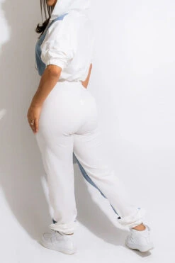 Blue Print Patchwork Casual Hooded Pant Suit -Clothing Outlet Store H22071439 WH 4 d6a73716 e2e0 4b1a 8942 526d2c1119c2