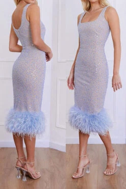 Sequin & Beaded Decor Luxe Feather Hem Midi Dress 9 Sequin & Beaded Decor Luxe Feather Hem Midi Dress -Clothing Outlet Store H22072836 LB 2 2a2fe378 3d53 441e 804c d694a9b87f05