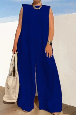 White Laid Back Wide Leg Jumpsuit -Clothing Outlet Store H22080846 BL 1