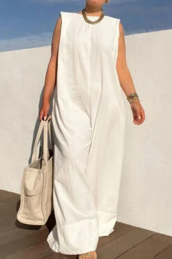 White Laid Back Wide Leg Jumpsuit -Clothing Outlet Store H22080846 WH 4 733bb568 e612 47fe 8321 b0a298b00d8a