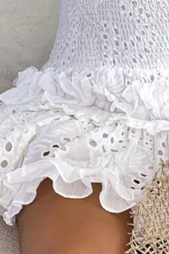 Strap Shirred Lace Sweet Ruffle Mini Dress -Clothing Outlet Store H22081569 WH 3 855f1b07 206a 47e0 88cf 26557a3248fb