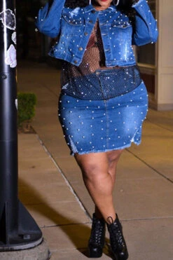 Beaded Decor Elegant Ripped Denim Dress Suit 20 Beaded Decor Elegant Ripped Denim Dress Suit -Clothing Outlet Store H22081998 NB 6