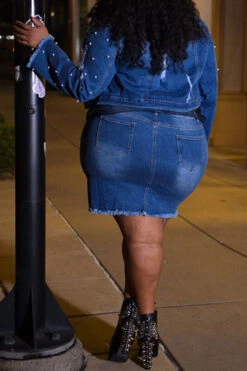 Beaded Decor Elegant Ripped Denim Dress Suit 21 Beaded Decor Elegant Ripped Denim Dress Suit -Clothing Outlet Store H22081998 NB 7