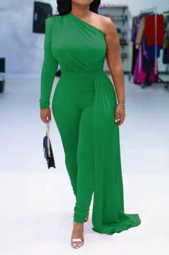 Solid Color One Shoulder Party Ribbons Irregular Jumpsuit -Clothing Outlet Store H22083095 GR 3 0cbfba52 523d 46eb abe9 5d07f6b1586b