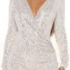 Sequined Glittery Deep V Neck Jumpsuit
