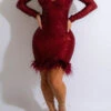 Sequined Luxe Feather Hem Mini Dress
