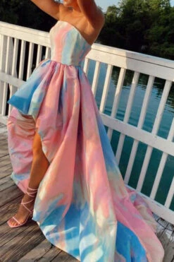 Rainbow Tie Dye Sweet Strappy Back High Low Maxi Dress -Clothing Outlet Store H22092911 RT 5