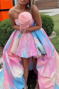 Rainbow Tie Dye Sweet Strappy Back High Low Maxi Dress -Clothing Outlet Store H22092911 RT 6