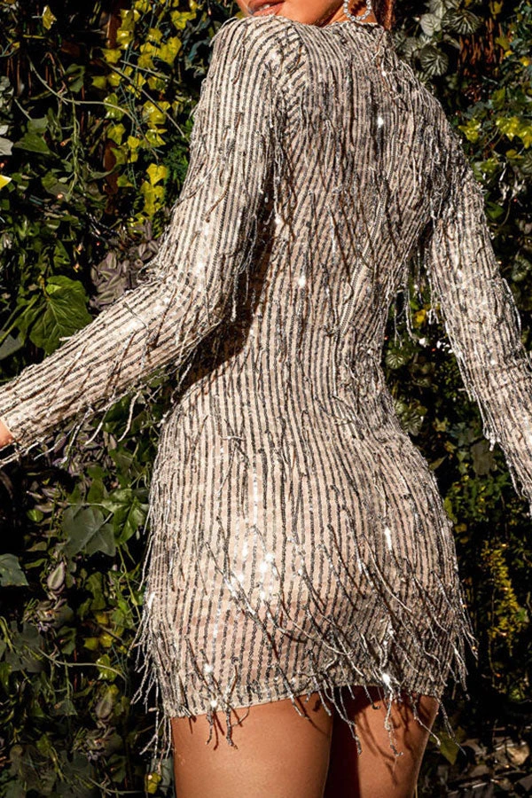 Sequined Tassel Striking Mini Dress 2 Sequined Tassel Striking Mini Dress - Image 2