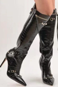 Rivet Design Rocking Pointed Toe Boots -Clothing Outlet Store H22100901 B1 3