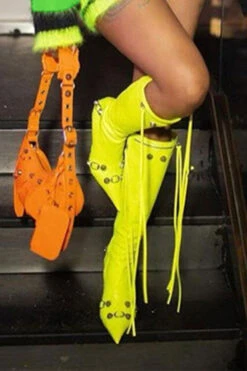 Rivet Design Rocking Pointed Toe Boots