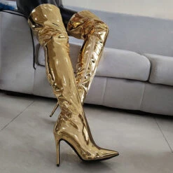 Solid Color Undeniable Over The Knee Patent Leather Boots -Clothing Outlet Store H22100917 GO 4 54348b43 b509 421b bea3 bff2246eb3cf
