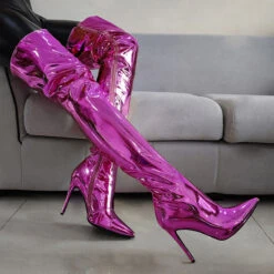 Solid Color Undeniable Over The Knee Patent Leather Boots -Clothing Outlet Store H22100917 PU 1 909a3707 3802 4bc6 915e 35164f8e5bfe