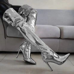 Solid Color Undeniable Over The Knee Patent Leather Boots -Clothing Outlet Store H22100917 SI 1 a21bf1de 74ce 4673 b800 f49a45bd7ea4