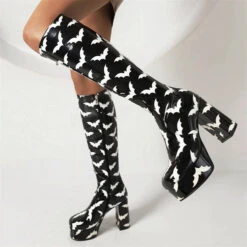 Rainbow Gradient Cute Zipper Platform Boots -Clothing Outlet Store H22100926 BK 1