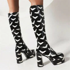 Rainbow Gradient Cute Zipper Platform Boots -Clothing Outlet Store H22100926 BK 2