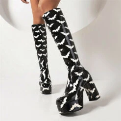 Rainbow Gradient Cute Zipper Platform Boots -Clothing Outlet Store H22100926 BK 4