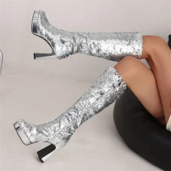Sequined Glistening Platform Boots -Clothing Outlet Store H22100930 SI 1