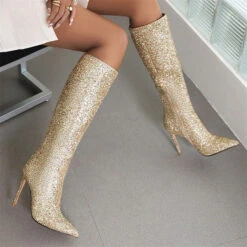 Sequined Glamorous Pointed Toe Boots -Clothing Outlet Store H22100935 GO 3
