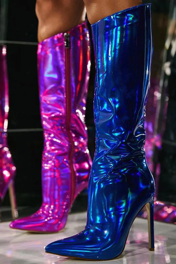 Solid Color Glistening Pointed Toe Boots 1 Solid Color Glistening Pointed Toe Boots