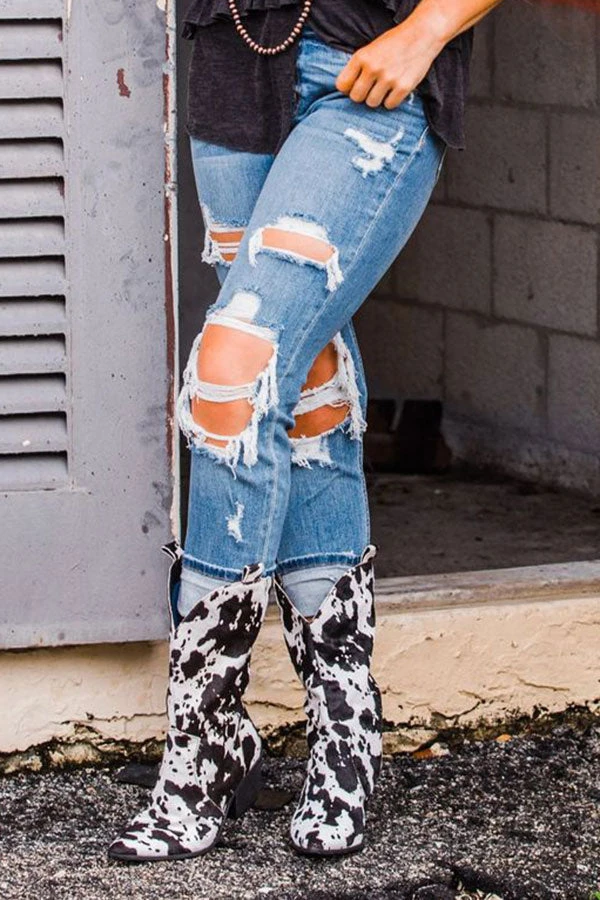 Cow Print On-trend Pointed Toe Boots 2 Cow Print On-trend Pointed Toe Boots - Image 2