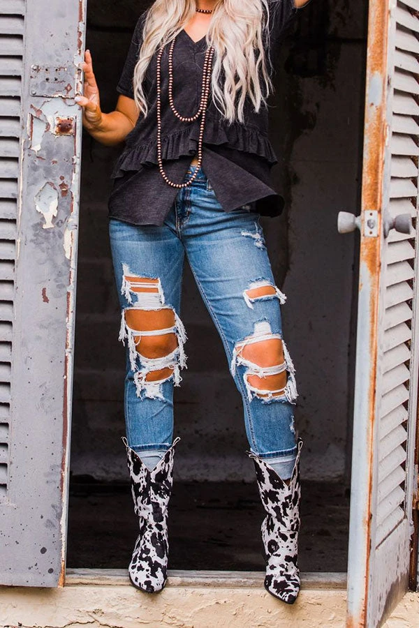 Cow Print On-trend Pointed Toe Boots 4 Cow Print On-trend Pointed Toe Boots - Image 4