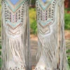 Rivet Design Embroidery Bohemia Tassel Boots