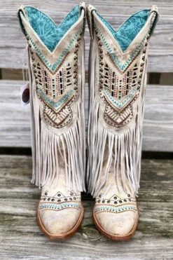 Rivet Design Embroidery Bohemia Tassel Boots -Clothing Outlet Store H22100963 BE 3