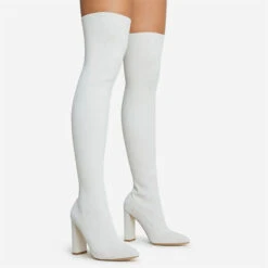 Solid Color Flattering Over The Knee Knitted Boots -Clothing Outlet Store H22100972 WH 1