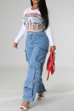 Solid Color Cool Multi Pocket Wide Leg Jeans 15 Solid Color Cool Multi Pocket Wide Leg Jeans -Clothing Outlet Store H22111179 BL 3 c2543a22 2396 4b35 9411 fb508502d3f8