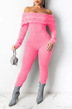 Twisted Stripe Feminine Bodycon Knitted Jumpsuit -Clothing Outlet Store H22112201 PI 1