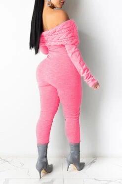 Twisted Stripe Feminine Bodycon Knitted Jumpsuit -Clothing Outlet Store H22112201 PI 2