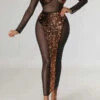 Sequined Patchwork Kitsch See-Through Midi Dress