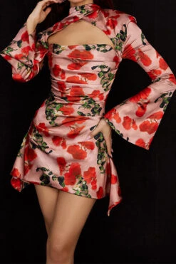 Floral Print Undeniable Cutout Irregular Mini Dress -Clothing Outlet Store H22122759 RT 5