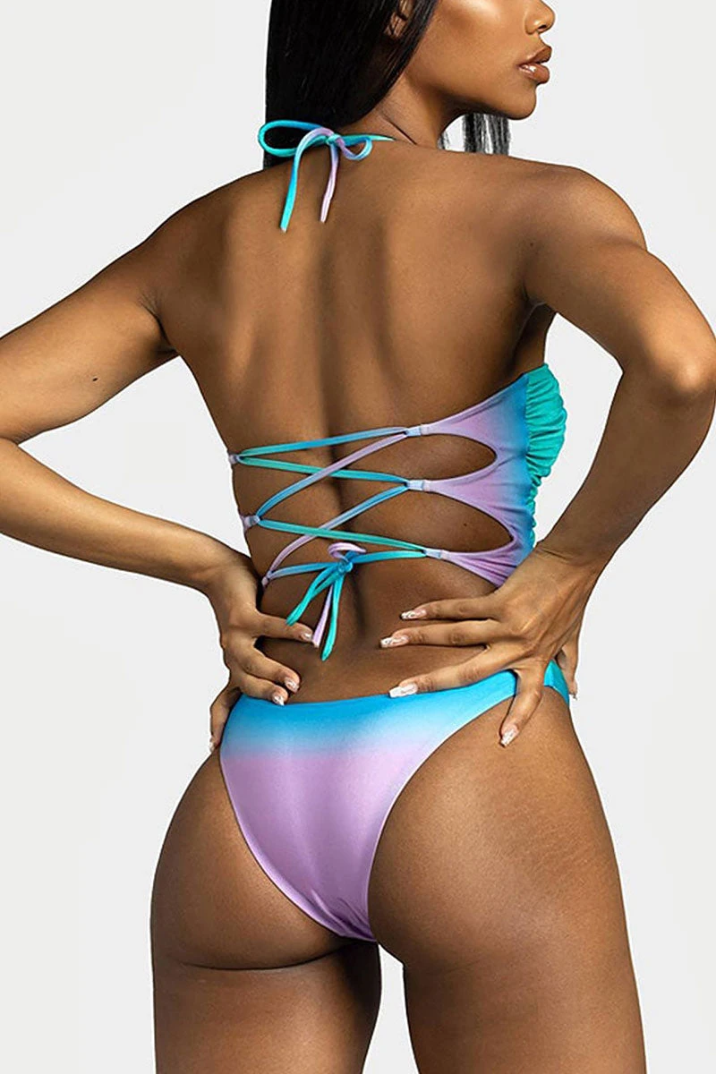 Gradient Unusual Strappy Cutout One Piece Swimwear 2 Gradient Unusual Strappy Cutout One Piece Swimwear - Image 2